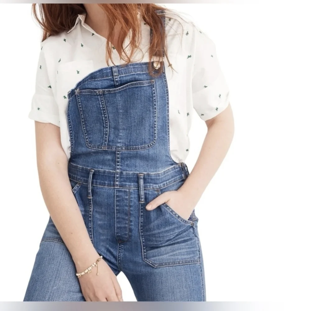 Madewell Cotton Stretch Blend Denim Skinny Jean Overalls in Jansing Wash(M)